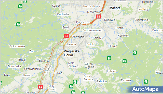 mapa Cięcina, Cięcina na mapie Targeo