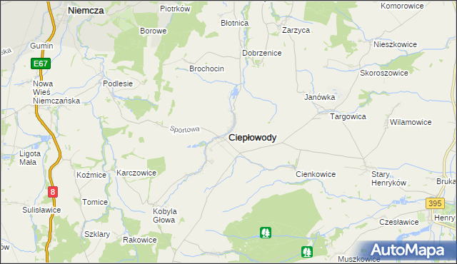 mapa Ciepłowody, Ciepłowody na mapie Targeo