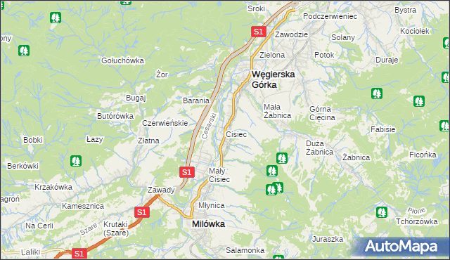 mapa Cisiec, Cisiec na mapie Targeo