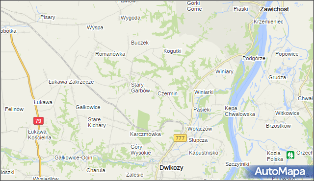 mapa Czermin gmina Dwikozy, Czermin gmina Dwikozy na mapie Targeo
