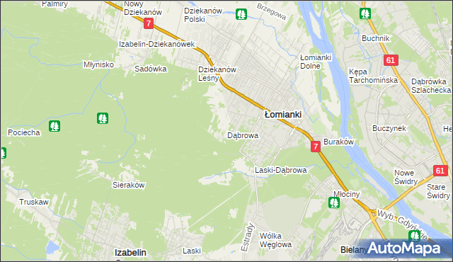 mapa Dąbrowa gmina Łomianki, Dąbrowa gmina Łomianki na mapie Targeo