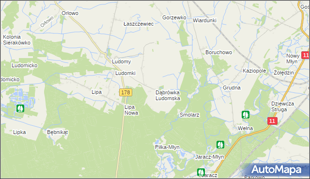 mapa Dąbrówka Ludomska, Dąbrówka Ludomska na mapie Targeo