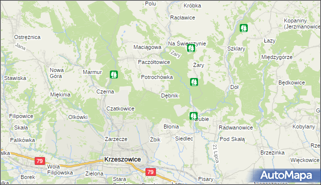 mapa Dębnik gmina Krzeszowice, Dębnik gmina Krzeszowice na mapie Targeo