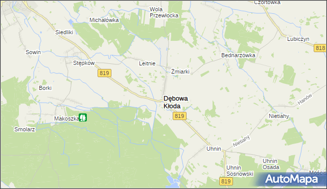 mapa Dębowa Kłoda, Dębowa Kłoda na mapie Targeo