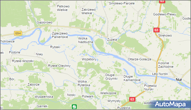 mapa Długie Grodzieckie, Długie Grodzieckie na mapie Targeo