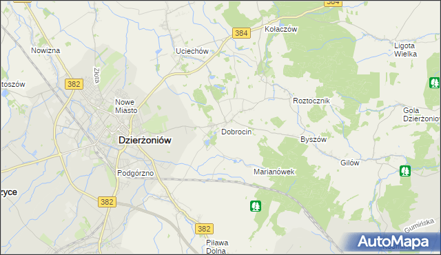 mapa Dobrocin gmina Dzierżoniów, Dobrocin gmina Dzierżoniów na mapie Targeo