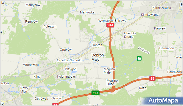 mapa Dobroń Mały, Dobroń Mały na mapie Targeo