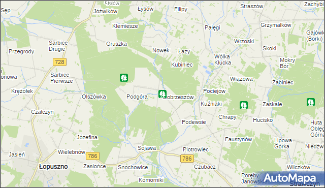 mapa Dobrzeszów, Dobrzeszów na mapie Targeo
