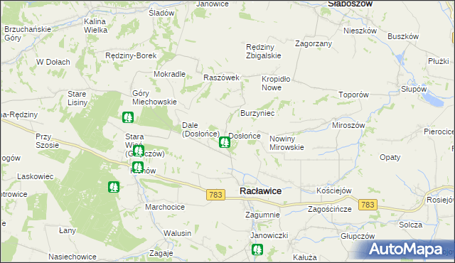 mapa Dosłońce, Dosłońce na mapie Targeo