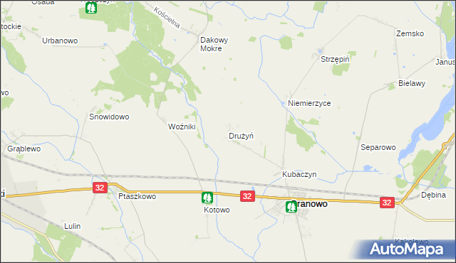 mapa Drużyń, Drużyń na mapie Targeo