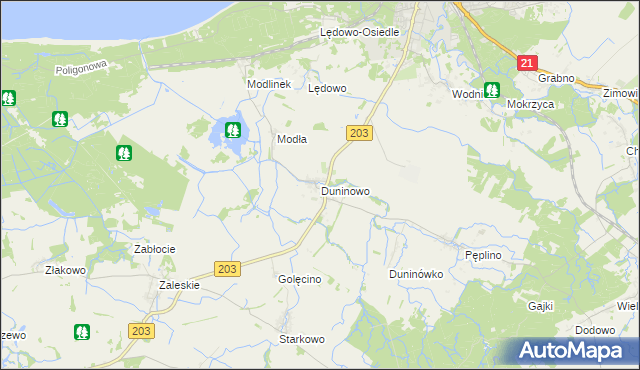 mapa Duninowo, Duninowo na mapie Targeo