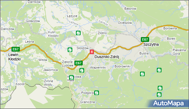 mapa Duszniki-Zdrój, Duszniki-Zdrój na mapie Targeo