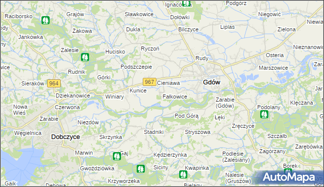 mapa Fałkowice gmina Gdów, Fałkowice gmina Gdów na mapie Targeo