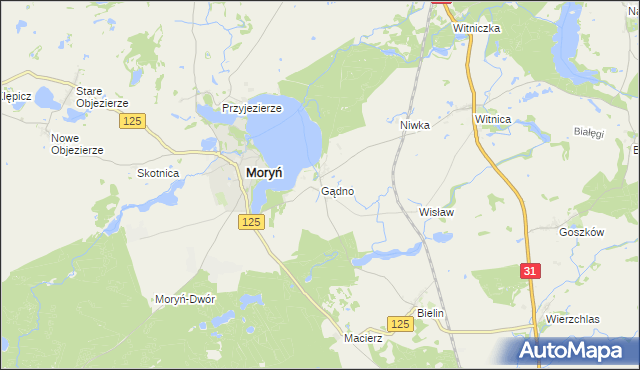 mapa Gądno, Gądno na mapie Targeo