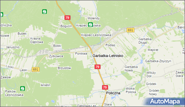 mapa Garbatka-Letnisko, Garbatka-Letnisko na mapie Targeo