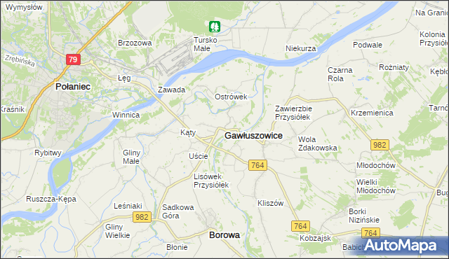 mapa Gawłuszowice, Gawłuszowice na mapie Targeo