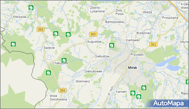 mapa Giebułtów gmina Mirsk, Giebułtów gmina Mirsk na mapie Targeo