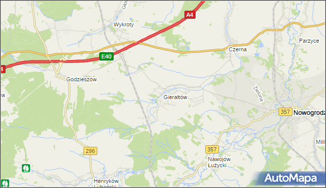 mapa Gierałtów, Gierałtów na mapie Targeo