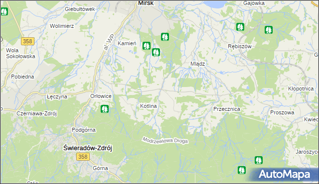 mapa Gierczyn gmina Mirsk, Gierczyn gmina Mirsk na mapie Targeo