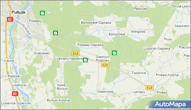 mapa Gładczyn Rządowy, Gładczyn Rządowy na mapie Targeo