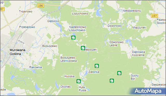 mapa Głęboczek gmina Murowana Goślina, Głęboczek gmina Murowana Goślina na mapie Targeo