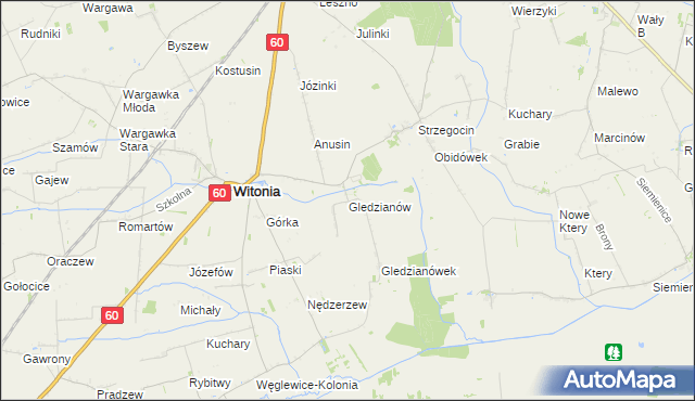 mapa Gledzianów, Gledzianów na mapie Targeo