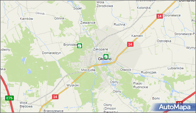 mapa Głowno, Głowno na mapie Targeo