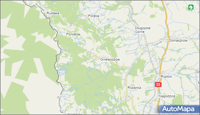 mapa Gniewoszów gmina Międzylesie, Gniewoszów gmina Międzylesie na mapie Targeo