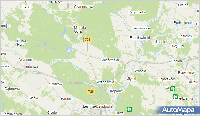 mapa Gnieździska, Gnieździska na mapie Targeo