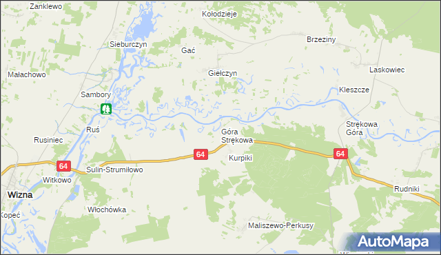 mapa Góra Strękowa, Góra Strękowa na mapie Targeo