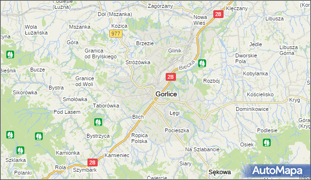 mapa Gorlic, Gorlice na mapie Targeo