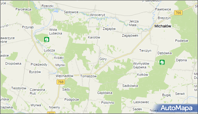 mapa Góry gmina Michałów, Góry gmina Michałów na mapie Targeo