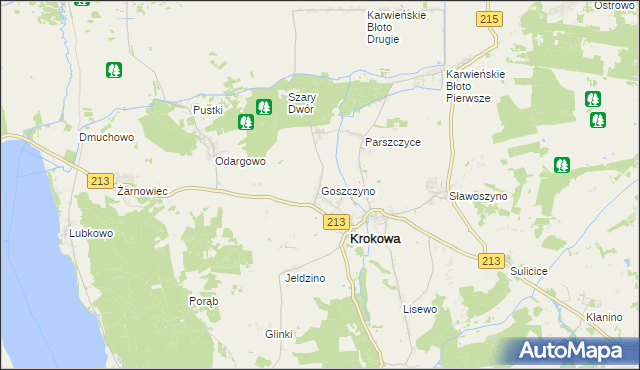 mapa Goszczyno gmina Krokowa, Goszczyno gmina Krokowa na mapie Targeo