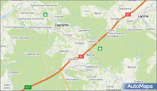 mapa Gruszka gmina Zagnańsk, Gruszka gmina Zagnańsk na mapie Targeo