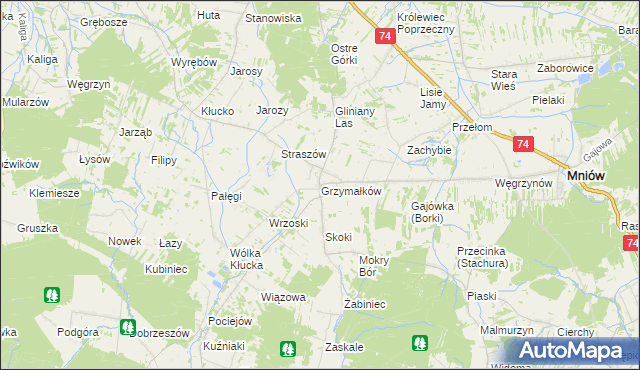 mapa Grzymałków, Grzymałków na mapie Targeo