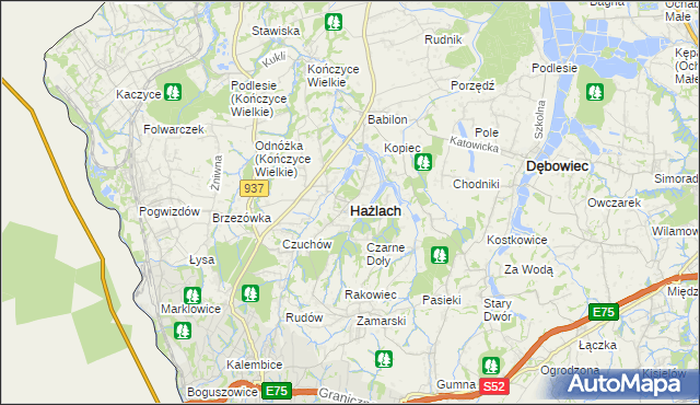 mapa Hażlach, Hażlach na mapie Targeo