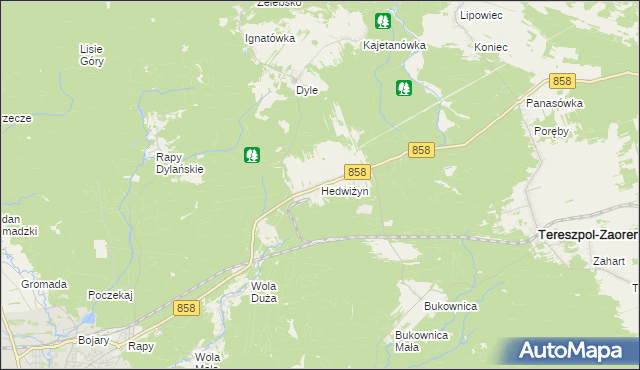 mapa Hedwiżyn, Hedwiżyn na mapie Targeo