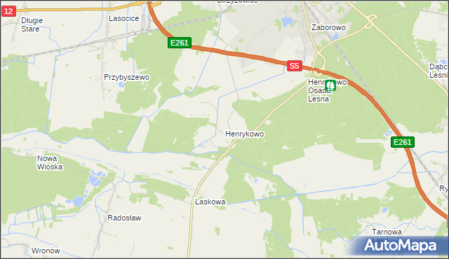 mapa Henrykowo gmina Święciechowa, Henrykowo gmina Święciechowa na mapie Targeo