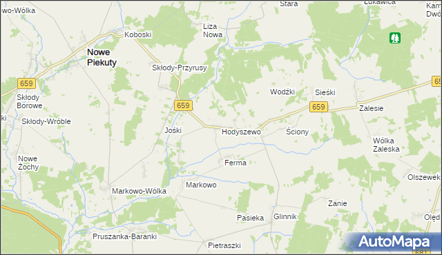 mapa Hodyszewo, Hodyszewo na mapie Targeo