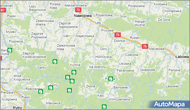 mapa Homrzyska, Homrzyska na mapie Targeo