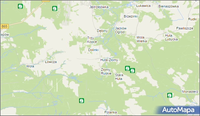 mapa Huta-Złomy, Huta-Złomy na mapie Targeo