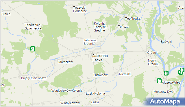 mapa Jabłonna Lacka, Jabłonna Lacka na mapie Targeo
