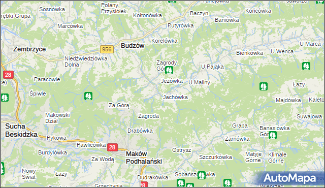 mapa Jachówka, Jachówka na mapie Targeo