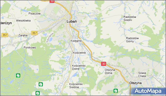 mapa Jałowiec gmina Lubań, Jałowiec gmina Lubań na mapie Targeo