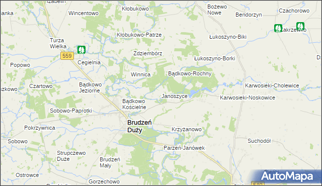 mapa Janoszyce, Janoszyce na mapie Targeo