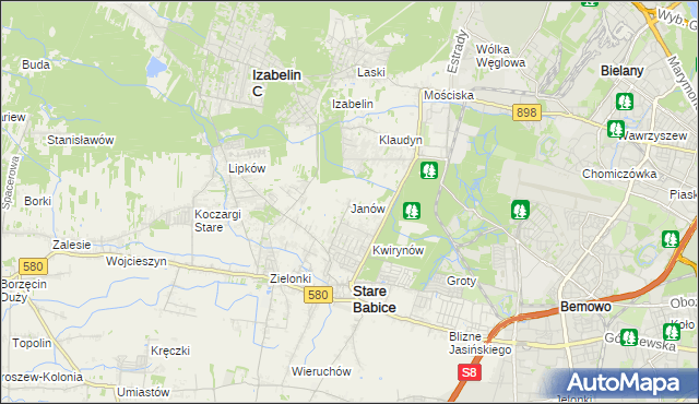 mapa Janów gmina Stare Babice, Janów gmina Stare Babice na mapie Targeo