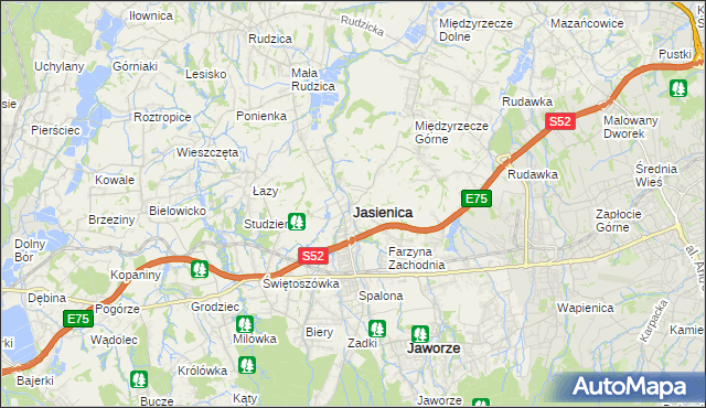 mapa Jasienica powiat bielski, Jasienica powiat bielski na mapie Targeo