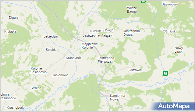 mapa Jastrzębna Pierwsza, Jastrzębna Pierwsza na mapie Targeo