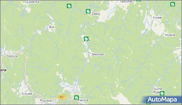 mapa Jaworzec, Jaworzec na mapie Targeo