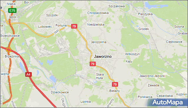 mapa Jaworzno, Jaworzno na mapie Targeo